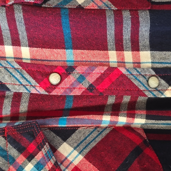 ROEBUCK & CO. MENS RED PLAID FLANNEL FRONT SNAP SHIRT SIZE XL - Picture 5 of 15